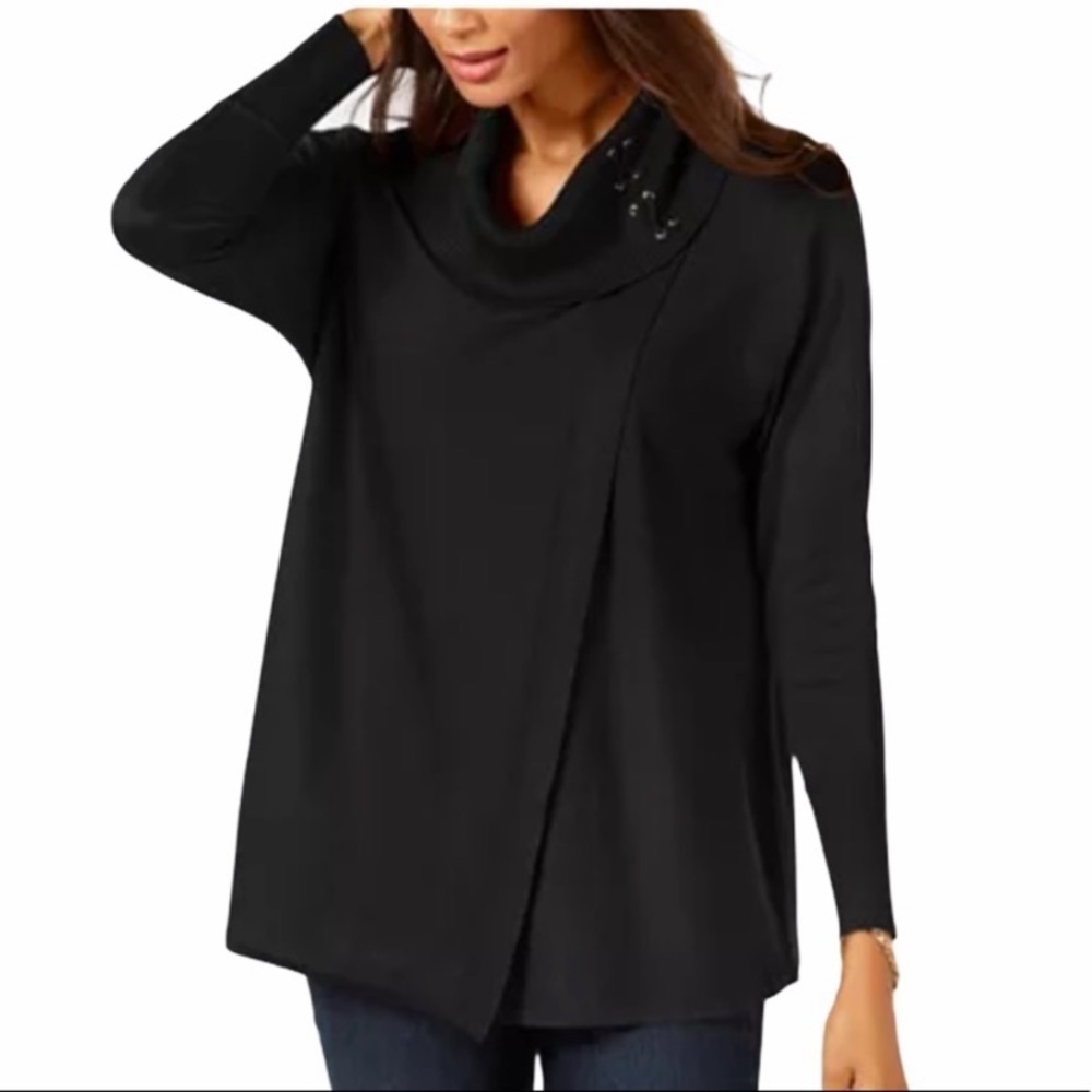 16. JM Faux Wrap Cowl Neck Sweater Size Large